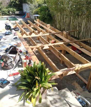 structure poteau poutre pour terrasses bois