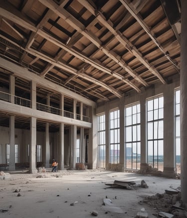 A high-rise building under construction, featuring a modern architectural design with visible concrete structural elements and partially completed exterior. Scaffolding and construction materials are present, indicating ongoing work.