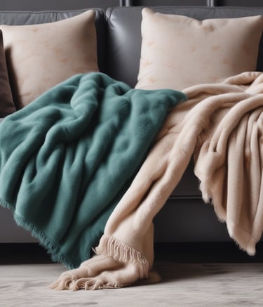 A collection of cozy throws in various colors.