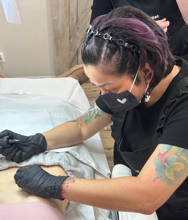 Stretch mark blending tattoo procedure