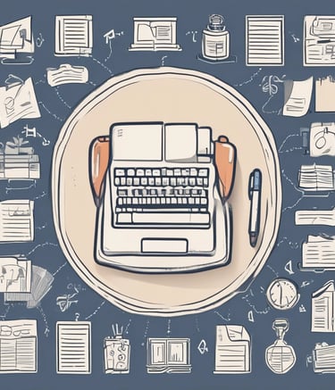 A laptop with a keyboard is open on a desk displaying a webpage about remote work. The screen shows images and text related to working from home, with tabs visible at the top of the browser. There is a smart speaker to the left and part of a chair visible at the edge of the frame.