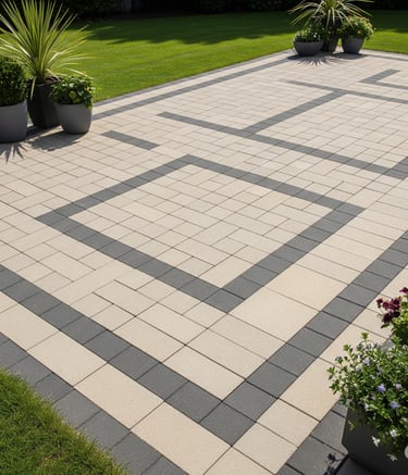 beautiful design of block pavers into a patio