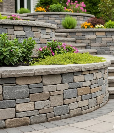 a stone retaining wall