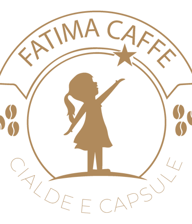 Fatima Caffe logo featuring a girl reaching for a star with coffee beans, pods and capsules text.