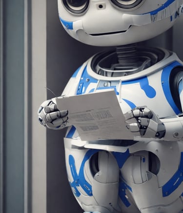 A robot reads a resume.