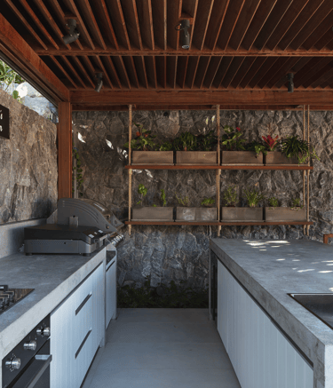 cuisine exterieure à la villa noah st barth st jean