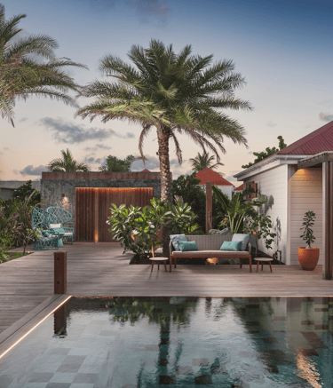 la grande terrasse de la villa noah à st barthélémy 5 chambres