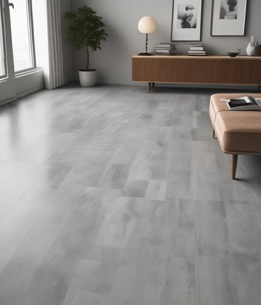 A modern bathroom corner with a white rectangular sink on a wooden countertop. The wall has an artistic geometric patterned backsplash in blue and white. A small potted plant with purple flowers adds a touch of color. The adjacent wall houses a light switch and temperature control panel. The room has a minimalistic design with a natural stone tiled shower area.