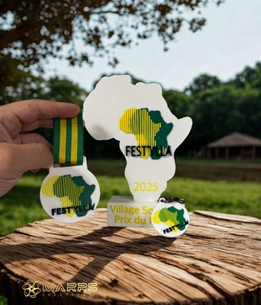 médaille et trophée en forme du continent africain en impression 3D