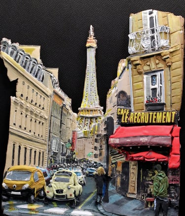 Paris Street Scene - Crafted air dry clay