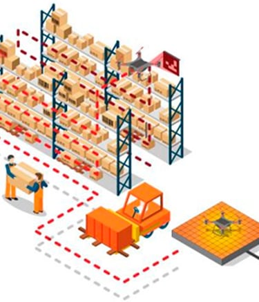 Dron con lector etiquetas rfid para la logistica y control de almacenes
