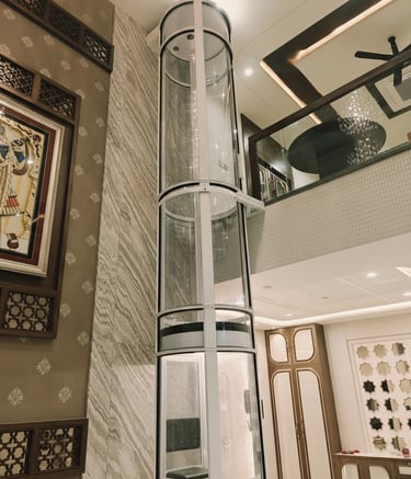 Vacuum home elevator installed in luxury residence in Jaipur Rajasthan