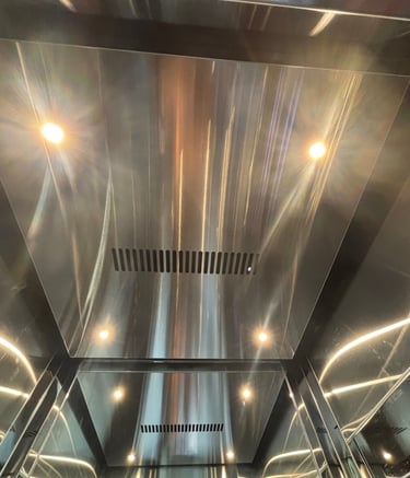 Premium home elevator interior with LED ceiling lighting Jaipur project