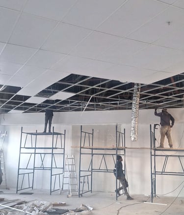 Inspection of suspended ceiling level for commercial renovation project, Belair Shopping Centre, North Riding, Johannesburg
