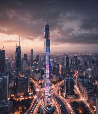 a tall tower with a couple of antennas on top of it