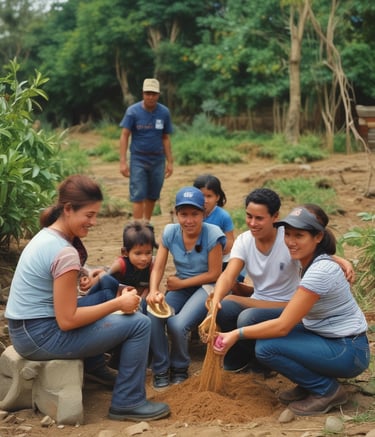 A large group of people gathered outdoors holding flags and signs. There are buildings and trees in the background, with a clear blue sky overhead. The signs and flags prominently feature the colors red, green, black, and white, and some have text related to a campaign or cause.