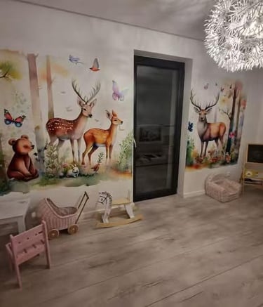 Impressão digital de mural decorativo em parede residencial