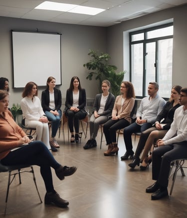 A family of three stands on a tree-lined road, with the father in a blue shirt sitting on a bicycle and the daughter in a yellow striped dress sitting on the bicycle handle. The mother is standing next to them wearing a pink blazer over a black dress. The backdrop is a lush, green natural setting.