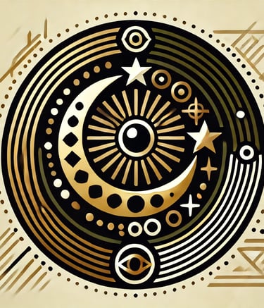 sleek afrocentric icon representing the complexity of hausa mythology