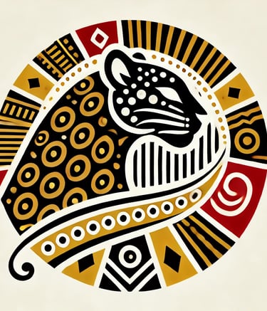 a iconic logo for the Ekpe soceity with the central leopard and ukara