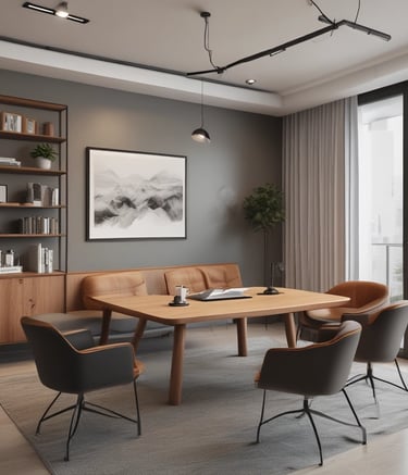 Elegant wooden paneling and furniture inside a modern villa.