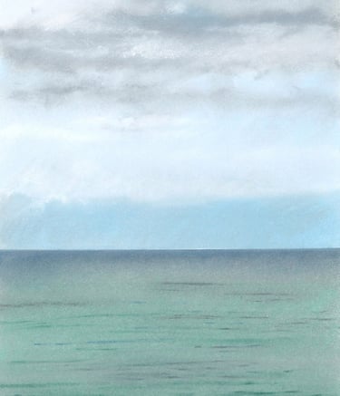 Pastel sec sur papier 20 × 37 cm - Plage du Sillon - © Eric Durant