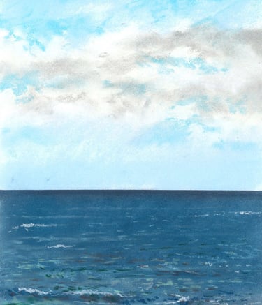 Pastel sec sur papier 20 × 37 cm - Plage du Sillon - © Eric Durant