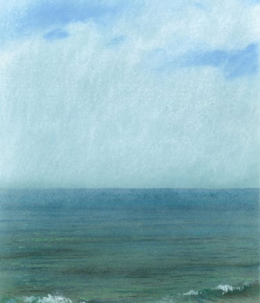 Dessin au pastel sec représentant la Plage du Sillon à Saint-Malo