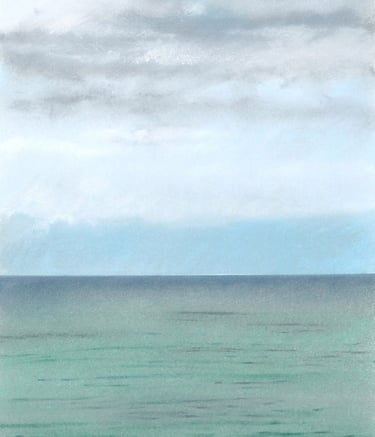 Dessin au pastel sec représentant la Plage du Sillon à Saint-Malo.