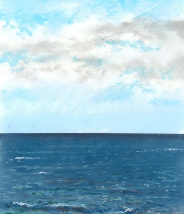 Dessin au pastel sec représentant la Plage du Sillon à Saint-Malo.