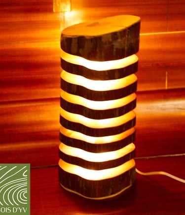lampe en rondelles de bois