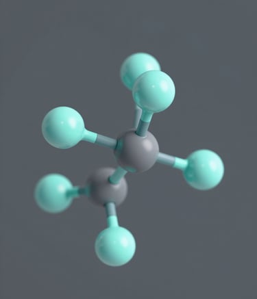 A sophisticated 3D visualization of a molecular structure being modulated, showing light teal glowing connection points. Minimalist background in #1A2F2F. The style is clean, scientific, and innovative.