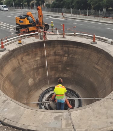 Technician fixing urgent pipe blockage in a residential building