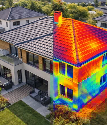 vue d'une maison avec un filtre thermique