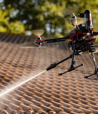 Drone nettoyage toiture