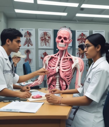 A group of nursing students collaborating on a medical case study.