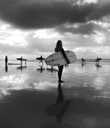 woman with a surfboard on portfolio of William McCleary