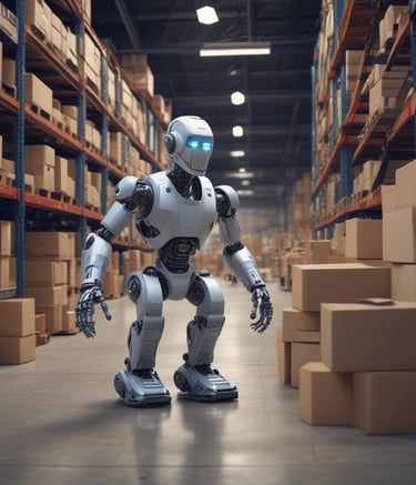 A retail support robot assisting customers with product information.