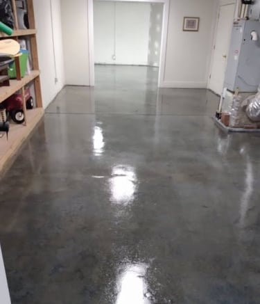 a garage floor with a garage flooring system