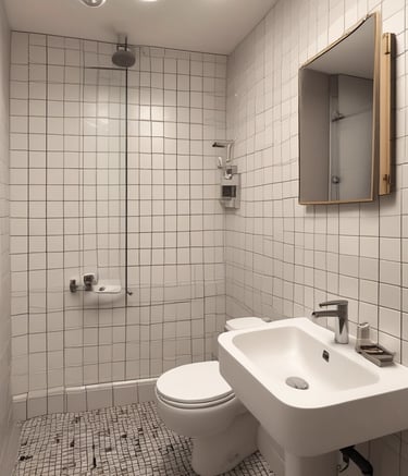 Modern renovated living room with warm wooden accents and soft lighting.