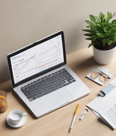 A sleek black and white website homepage displayed on a laptop screen.