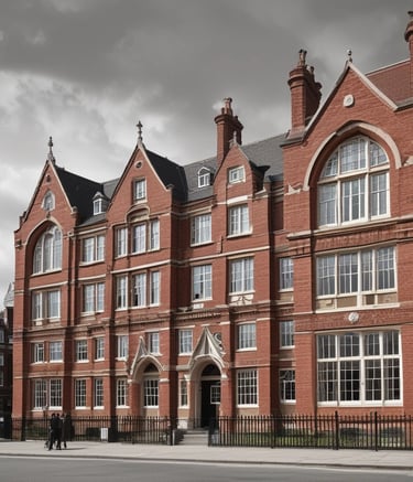 An early 20th century school in red brick in London