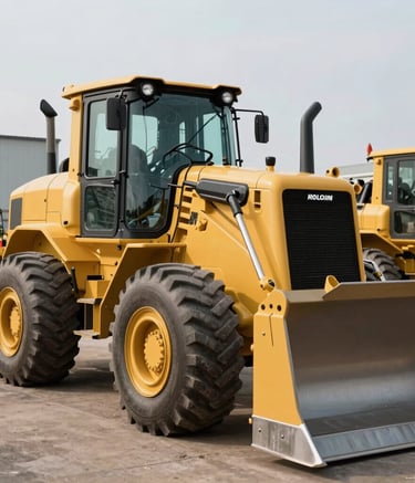 A clean, well-maintained yellow bulldozer parked in a North American industrial equipment yard, professional architectural photography style, soft daylight, focusing on mechanical reliability and expert maintenance.