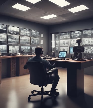 Technician programming access control system in condominium lobby.