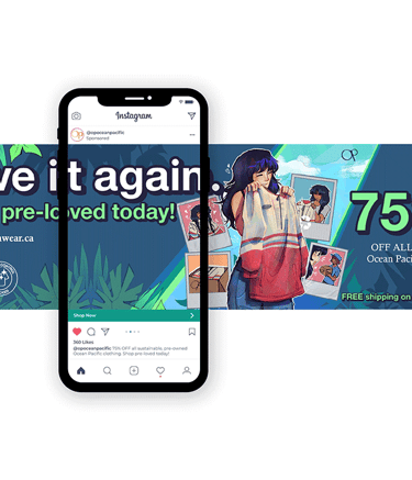 Ocean Pacific eco-friendly campaign carousel mockup
