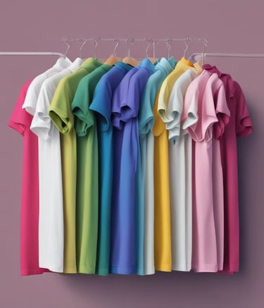 A close-up of custom branded t-shirts neatly folded on a table.