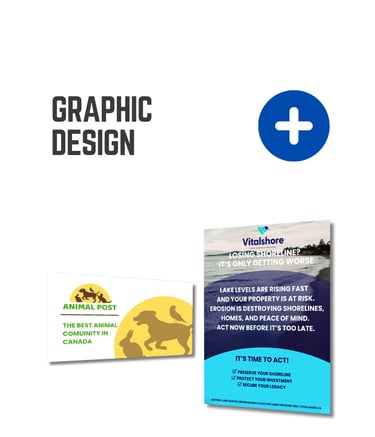 Professional graphic design portfolio featuring a horizontal animal community logo and a vertical shoreline erosion