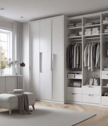 Close-up of a handcrafted shaker-style kitchen cabinet door with fine wood grain and brushed metal handles.