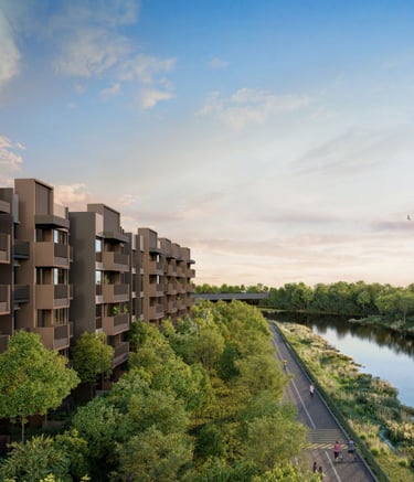 Elegant 5-storey low-rise residential blocks and landscape pavilion at Faber Residence along Sungei