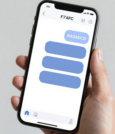 A close-up shot of a modern smartphone being held, displaying a clean and secure chat interface. The aesthetic is professional and minimalist, with a color palette featuring #F7FAFC and #A0AEC0. The lighting is bright and clear, symbolizing efficient and transparent communication.
